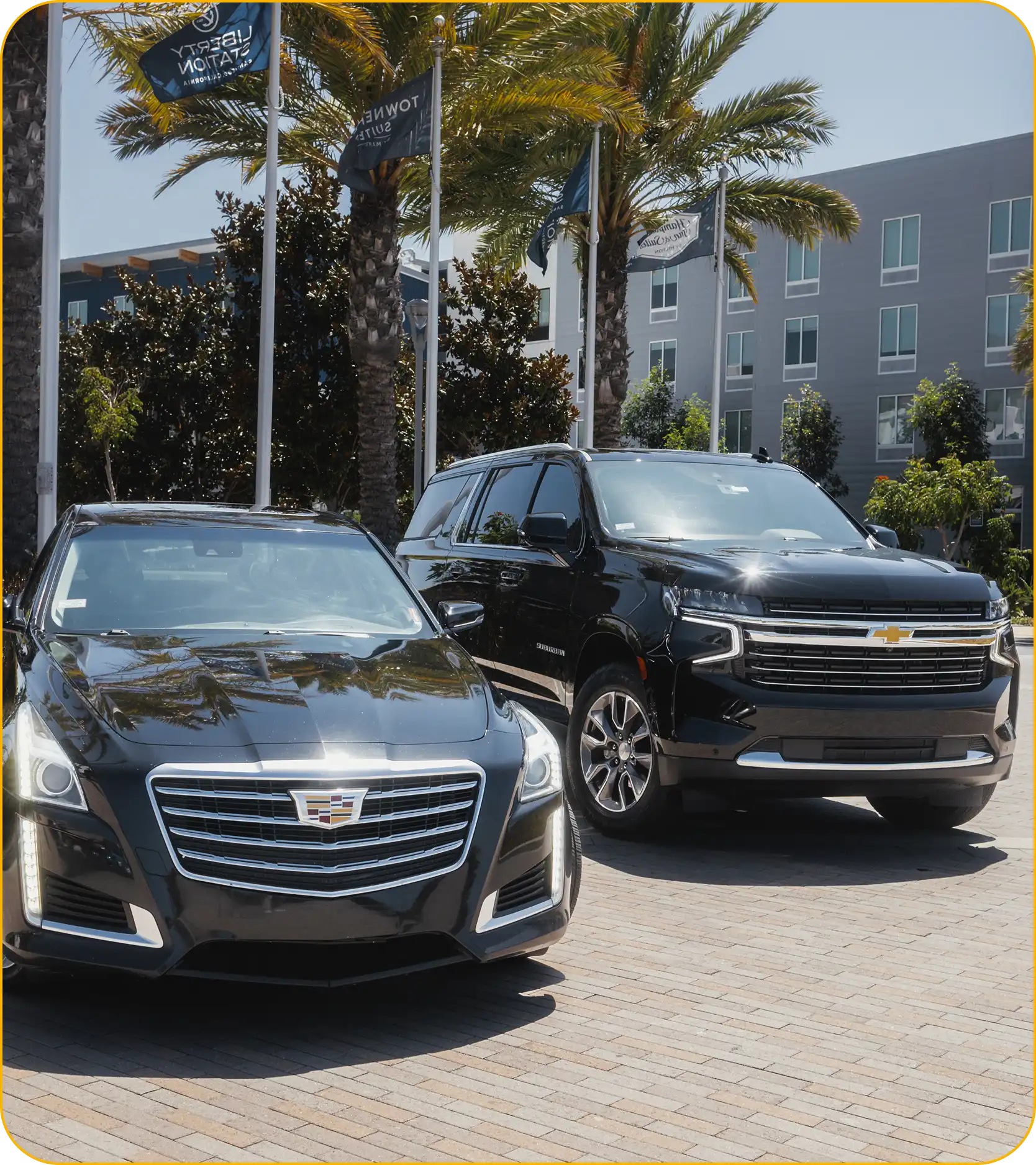 02 Cars in a lineChauffeur Service Available at Luxury Transportation